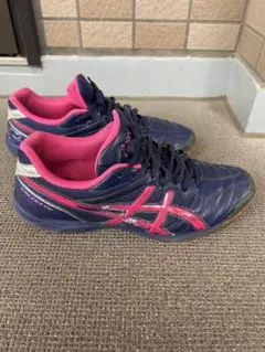 値下げ アシックス フットサルシューズ ネイビー×ピンク 26.5cm 室内使用
