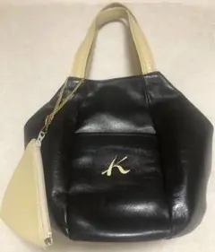 Kitamura レザーハンドバッグ キタムラ ブラック Kロゴ