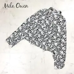 美品 ミラオーウェン フレンチリネン 総柄シャツ モノトーン 1*HD1180