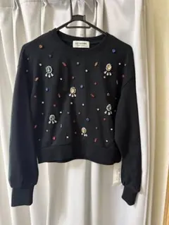 LlLY BROWN ビジュー付きブラックスウェット