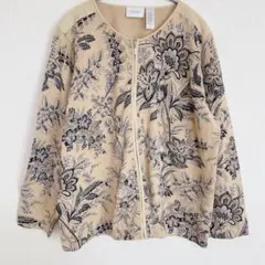 リズクレイボーン 【3L】総柄 ジップアップ ニットジャケット 大人綺麗 人気