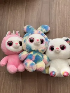 YooMooぬいぐるみ3点セットゆめかわユニコーンうさぎ猫カラフル