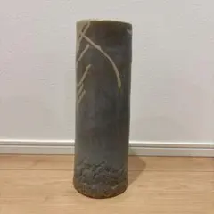 作家物】備前焼 花瓶 花入 旅枕 筒花入 窯変 胡麻 桟切り 茶道具