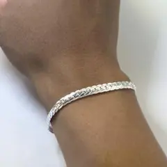 925刻印 シルバー ブレスレット 約20cm 喜平　編み込み　silver