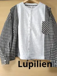 Lupilien チェック布帛×裏毛 裾ドロスト切替シャツ F