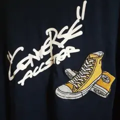 ☆新品☆CONVERSE ネイビー Tシャツ バックプリントスニーカー刺繍　L
