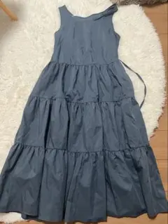 ダークブルー ティアードキャミワンピース