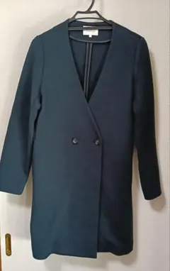 アルファキュービック ノーカラー ネイビー コート