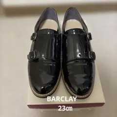 BARCLAY ダブルモンクストラップシューズ　ブラックエナメル　23㎝