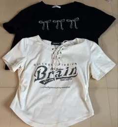 Tシャツ レディース 2枚セット 黒 薄い黄色 WEGO