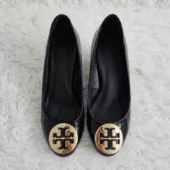 トリーバーチ Tory Burch 黒 ウェッジヒールパンプス エナメル