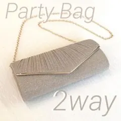 パーティバッグ　結婚式　ショルダー　クラッチ　シャンパンゴールド　二次会　高級感