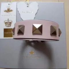 9/22迄出品☆JaneMarpleスタッズ付きピンクレザーブレスレット