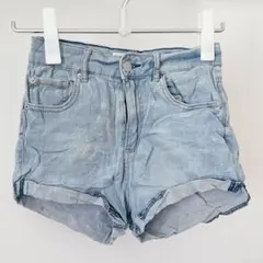 ガレージ ショートパンツ ロールアップ 無地【S】水色 綿 春夏 旅行 デート