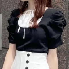NOMAE フリルレイヤードトップス ブラックのサムネイル