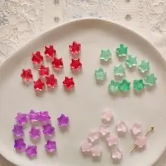 チェコビーズ　星型ガラスビーズ 4色セット ハンドメイド 40個まとめ売り