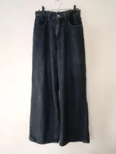 HUG.U　ダボッとスッキリ　体型カバー　デニムパンツ 　ブラック Mサイズ