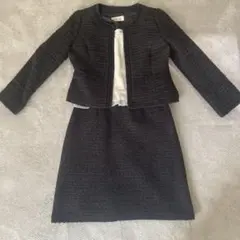 フォーマルスーツ ノーカラージャケット ワンピース セットアップ 黒　卒業式