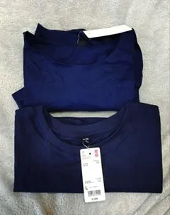 UNIQLO ユニクロ ネイビーTシャツ デザイン・素材違い 2枚セット