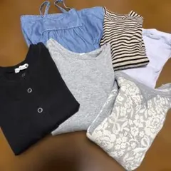 KI☆子供服120cm6点セットキャミワンピボーダーカットソーブラックカーデ等