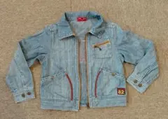 120cm　ライトブルー デニムジャケット ロゴ　ジッパー　子供服