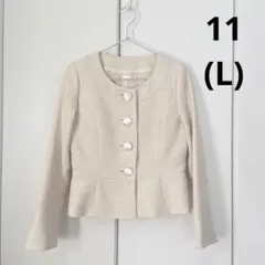 フォーマルジャケット　ツイードジャケット　L　アイボリー　白　長袖　入学式