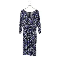 COUP DE CHANCE ニュアンス柄 七部袖 カシュクールワンピース(M)