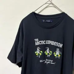 Mitsumine ゴルフ 半袖Tシャツ ペンギン刺繍 黒系 メンズ L 希少のサムネイル