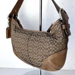 coachコーチ　ワンショルダーバッグ　ハーフムーン　レザー　キャンバス　肩掛け