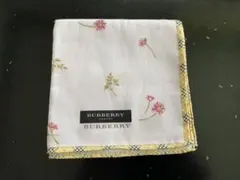 希少　シールタグ付　バーバリー　ハンカチ　パープル　花柄　チェック