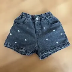 ハート刺繍 グレーショートパンツ デニム　130