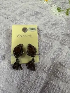 ④新品 ブラウン フリンジ付きイヤリング