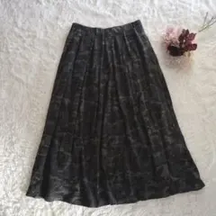 プリーツスカート　ボストンナイン　カモフラージュ柄　ウエストゴム　M