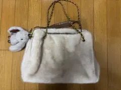 ファー トートバッグ ウサギ付き