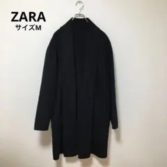 【ZARA/ザラ】上品　ガウンコート　ひざ丈　ネイビー　アウター　M