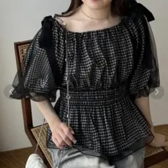 NICE CLAUPリボンオフショルダーブラウス