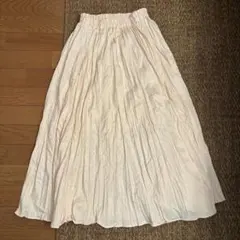 クリーム色 ホワイト ロングフレアスカート