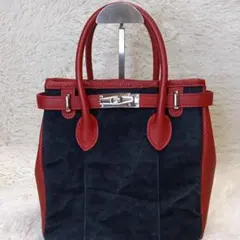 日乃本帆布 ハンドバッグ 黒✕赤 シルバー金具 自立 - メルカリ