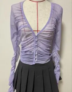 zara シースルートップス　ギャザー