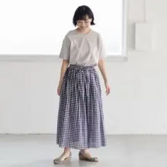 SOIL ソイル ビッグギンガムチェックギャザースカート 紺 北欧暮らしの道具店のサムネイル