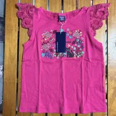 新品未使用　アナスイミニ　ピンク 花柄刺繍 Tシャツ 120cm