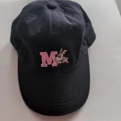 ミニーマウス刺繍 黒ベースボールキャップ