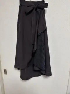 ダークブラウン フレアロングスカート