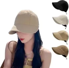 帽子 レディース ワッフル柄 小顔効果 つば広 UVカット 日焼け防止 ベージュ