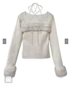 grl ファーホルターネックリボンニットトップス ru1387 アイボリー