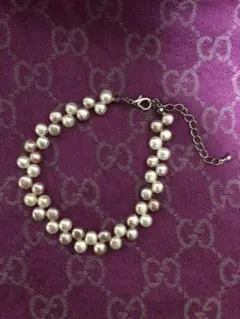 淡水パールのブレスレット 上品 白x薄ピンク