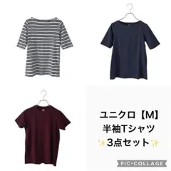 【３着セット】UNIQLO レディース 半袖Tシャツ(M)ボーダー/無地