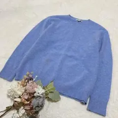 【ユニクロ】UNIQLO スフレヤーンクルーネックセーター ブルー L ●