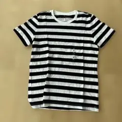無印　ボーダー 半袖 Tシャツ ブラック ホワイト Mサイズのサムネイル