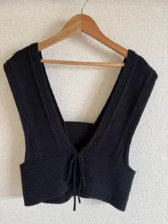 GU 前後2way ニットビスチェ ニットベスト　ブラック　S